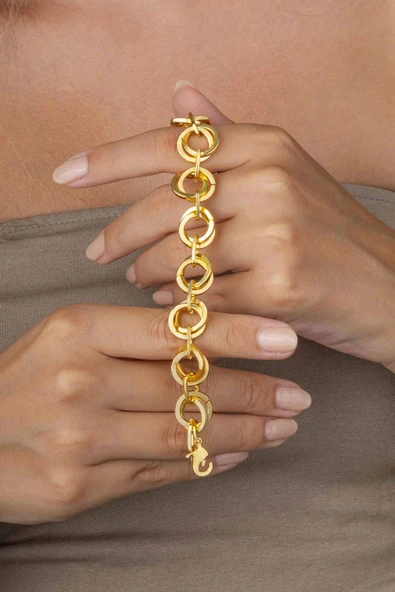 Gümüş Pazarım Altın Kaplama Hallow Kadın Çelik Bileklik - Resim 2