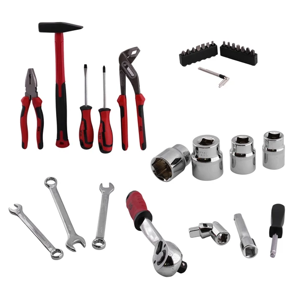 Lokma Anahtar Takımı 58 Parça Pense Tornavida Seti 1/2 3/8 1/4 Yıldız Tork Düz Set Bits Uç Allen Set - Resim 2