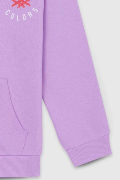United Colors of Benetton Kız Çocuk BNT-G23334 Sweatshirt Lila - Resim 3