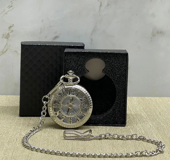 Periboia Özel Kutulu Rakamlı Gümüş Köstekli Saat ürün görseli