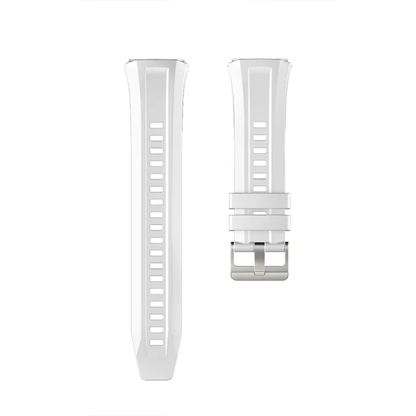 Huawei Watch GT6 Pro 46mm İle Tam Uyumlu Kordon Metal Tokalı Yumuşak Silikon Kordon Kayış  Beyaz - Resim 4