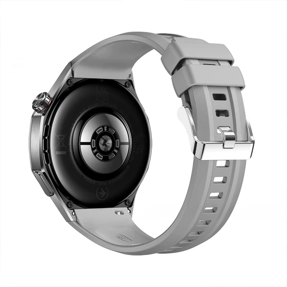 Huawei Watch GT6 Pro 46mm İle Tam Uyumlu Kordon Metal Tokalı Yumuşak Silikon Kordon Kayış  Gri - Resim 2