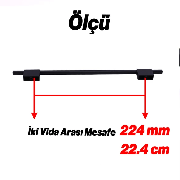 Boyut Siyah Metal 224 mm Mobilya Kolu Aksesuarı Uzun Dolap Kulpları Mutfak Çekmece Kulbu Kapak Kulbu - Resim 3