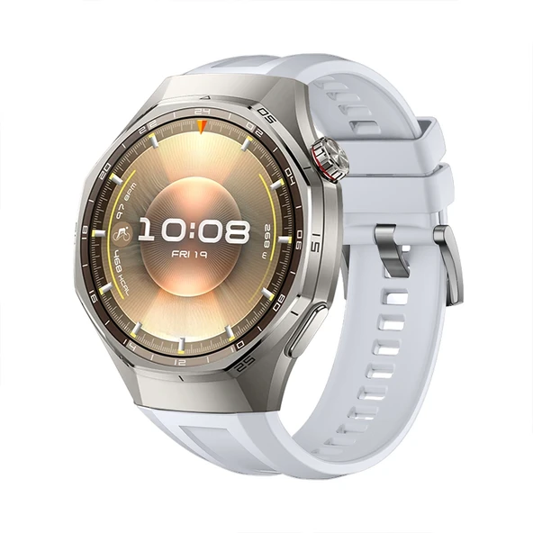 Huawei Watch GT6 Pro 46mm İle Tam Uyumlu Kordon Metal Tokalı Yumuşak Silikon Kordon Kayış  Krem ürün görseli