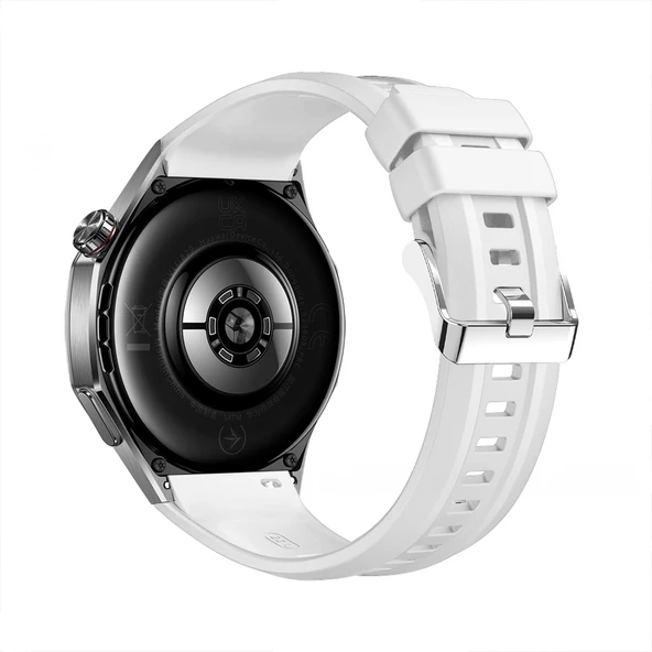 Huawei Watch GT6 Pro 46mm İle Tam Uyumlu Kordon Metal Tokalı Yumuşak Silikon Kordon Kayış  Beyaz - Resim 2