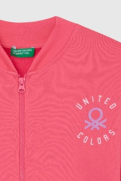 United Colors of Benetton Kız Çocuk BNT-G23334 Sweatshirt Pembe - Resim 3