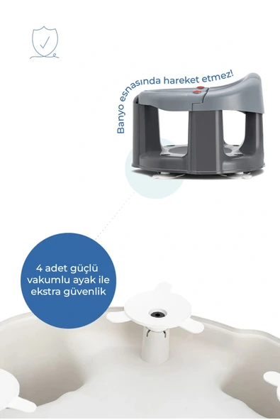 Babyjem Önden Açılır Banyo ve Mama Oturağı ve Minderi - 2'Li Set Gri - 6
