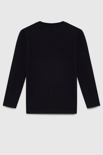 United Colors of Benetton Erkek Çocuk BNT-B23339 Uzun Kol Tshirt Siyah - Resim 2