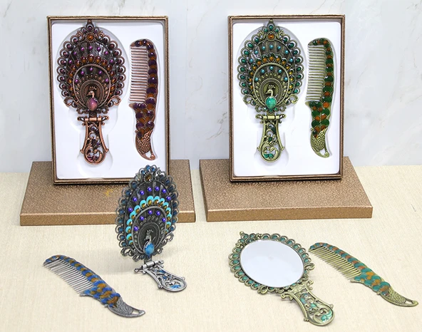 Periboia Tavuskuşu Katlanabilir Ayna Ve Tarak Seti Büyük Boy