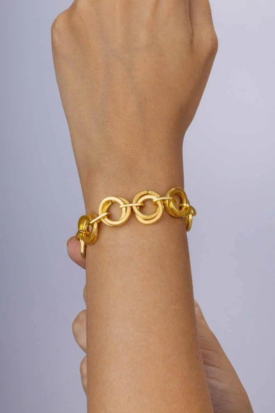 Gümüş Pazarım Altın Kaplama Hallow Kadın Çelik Bileklik - Resim 3