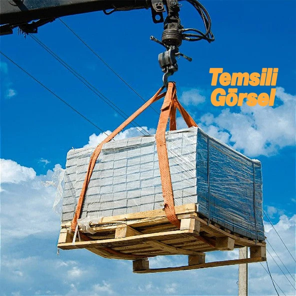 Sapan Polyester Spanzet 10 Ton 8 Metre Kırmızı Sağlam Yük Kaldırma Taşıma İndirme Esnek Halat - Resim 6