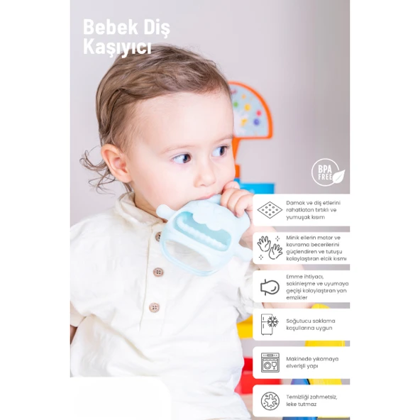 Periboia Mavi Bebek Silikon Diş Kaşıyıcı - 2