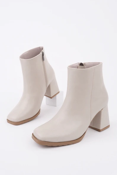 Muggo DİVİNA Küt Burun Kalın Topuklu Fermuarlı Kadın Bot - Resim 11