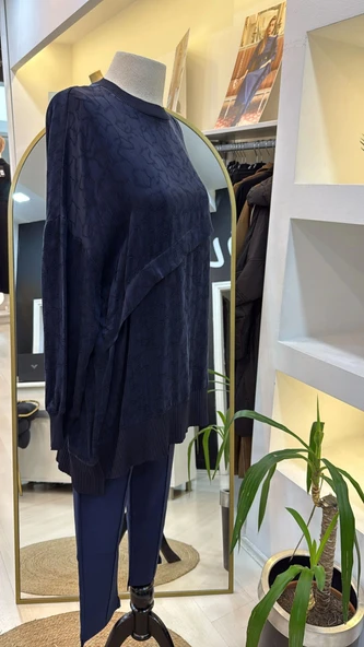 Nuss Lacivert 3003 İpek Tunik - Resim 4