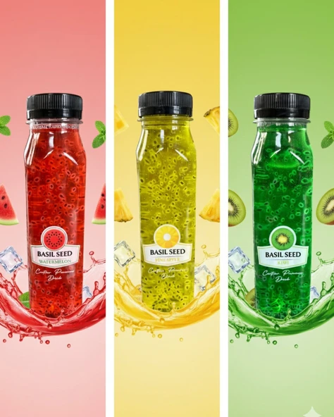 FESLEĞEN TOHUMLU KARPUZ,ANANAS,KİVİ AROMALI 3'LÜ SET 250 ML ürün görseli