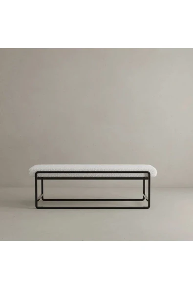 NEVA SERİSİ YATAK UCU OTURMA BANKI MAKYAJ OTURAĞI METAL AYAKLI KREM PUF BENCH MONTAJSIZ OTURAK - 2