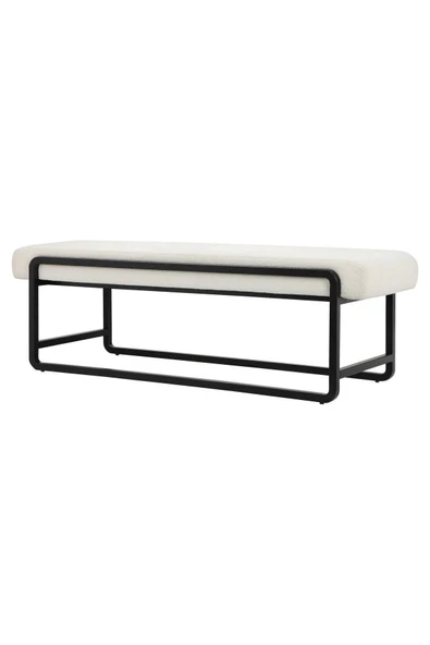 NEVA SERİSİ YATAK UCU OTURMA BANKI MAKYAJ OTURAĞI METAL AYAKLI KREM PUF BENCH MONTAJSIZ OTURAK - 3