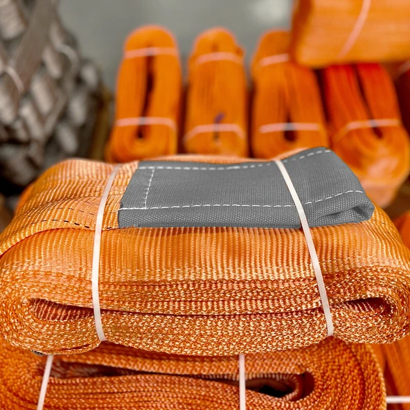 Sapan Polyester Spanzet 10 Ton 8 Metre Kırmızı Sağlam Yük Kaldırma Taşıma İndirme Esnek Halat - Resim 5