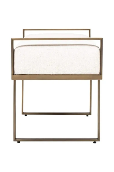 BELLO ÖZEL TASARIM KOLÇAKLI METAL AYAK BEYAZ MİNDER DEKORATİF PUF BENCH - 3