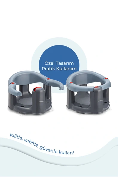 Babyjem Önden Açılır Banyo ve Mama Oturağı ve Minderi - 2'Li Set Gri - 5