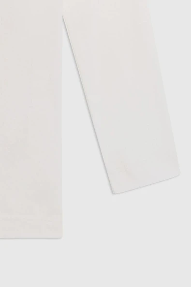 United Colors of Benetton Erkek Çocuk BNT-B23339 Uzun Kol Tshirt Ekru - Resim 4