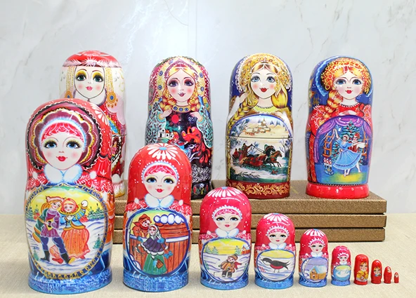 Periboia 10'lu Ahşap Matruşka Seti