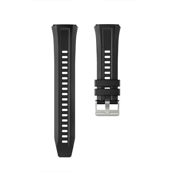 Huawei Watch GT6 Pro 46mm İle Tam Uyumlu Kordon Metal Tokalı Yumuşak Silikon Kordon Kayış  Siyah - Resim 4