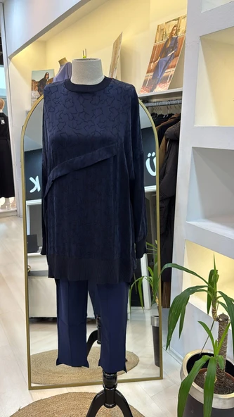 Nuss Lacivert 3003 İpek Tunik - Resim 2