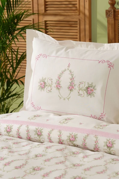 Alfia Pudra Pamuk Tek Kişilik Nevresim Takımı - Resim 3