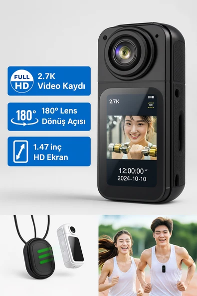 2.7K HD Aksiyon Kamerası  Yüksek Çözünürlüklü Spor ve Vlog Çekimleri - 3