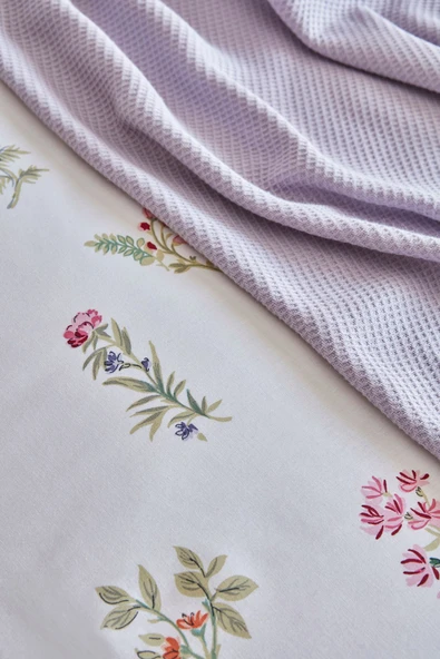 Le Mans Çift Kişilik Percale Nevresim Pike Takımı Lila - Resim 7