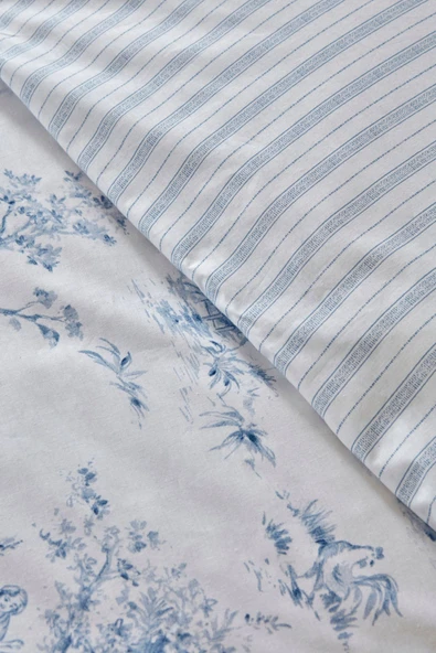Parisien Çift Kişilik Percale Nevresim Takımı Mavi - 10