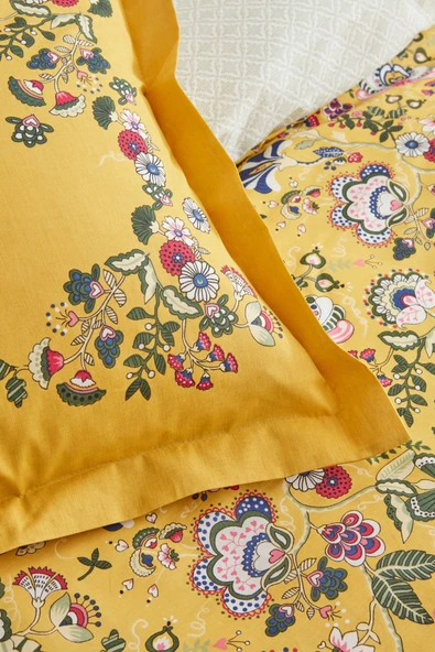 Lansy %100 Pamuk Çift Kişilik Nevresim Takımı Sarı - Resim 6