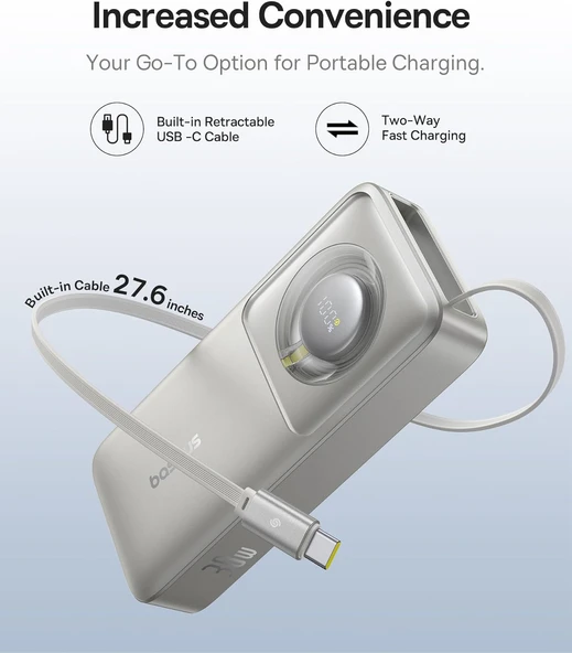 BASEUS FREE2PULL 30W 10.000MAH POWERBANK - GREY - 2