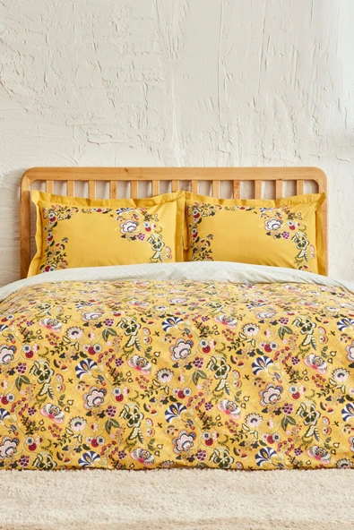 Lansy %100 Pamuk Çift Kişilik Nevresim Takımı Sarı - Resim 2