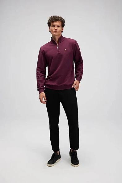 Ellesse Erkek Yarım Fermuarlı Sweat EM580-BRD - Resim 4