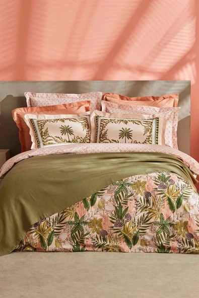 Afzelia Çift Kişilik Percale Nevresim Pike Takımı Pudra - Resim 2