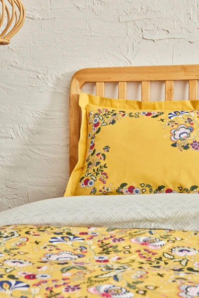 Lansy %100 Pamuk Çift Kişilik Nevresim Takımı Sarı - Resim 11