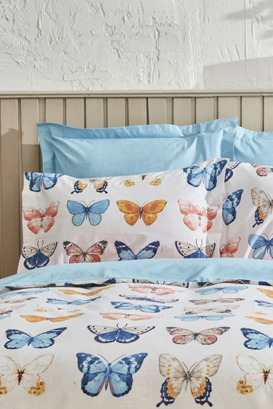 Danny %100 Pamuk Çift Kişilik Nevresim Takımı Lacivert Pp - Resim 12