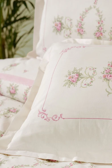 Alfia Pudra Pamuk Tek Kişilik Nevresim Takımı - Resim 8