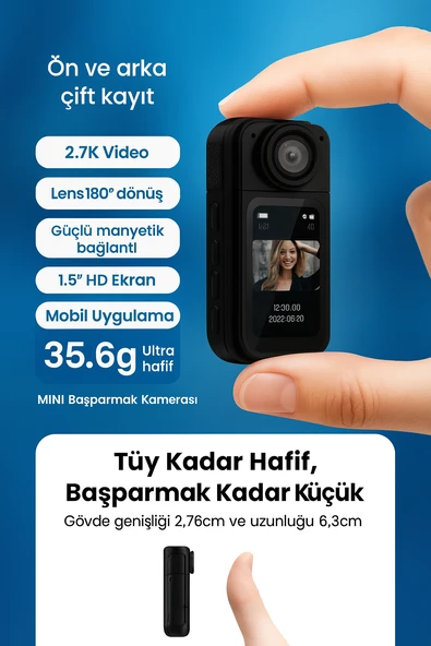 2.7K HD Aksiyon Kamerası  Yüksek Çözünürlüklü Spor ve Vlog Çekimleri - 4