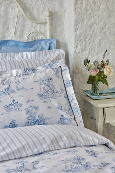Parisien Çift Kişilik Percale Nevresim Takımı Mavi - 8