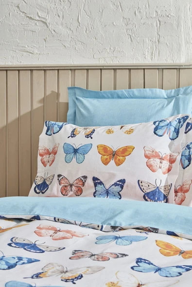 Danny %100 Pamuk Çift Kişilik Nevresim Takımı Lacivert Pp - Resim 5