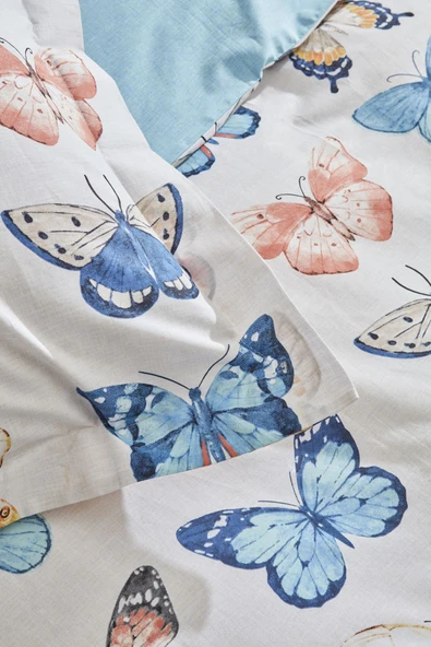 Danny %100 Pamuk Tek Kişilik Nevresim Takımı %100 Pamuk Lacivert Pp - Resim 7