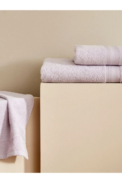 Soft Touch %100 Pamuk 50x90 cm Havlu Lila - Resim 4