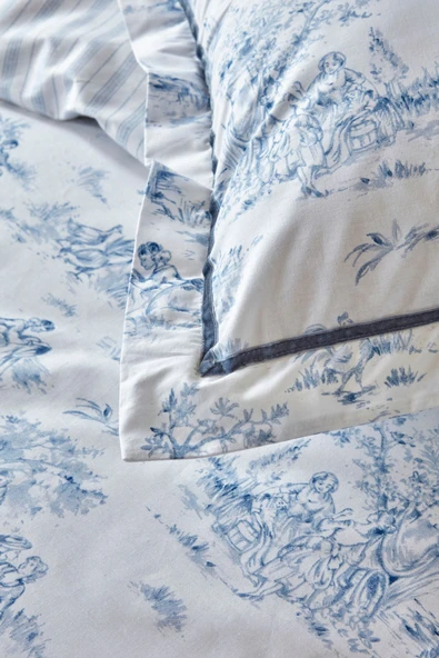Parisien Çift Kişilik Percale Nevresim Takımı Mavi - 11