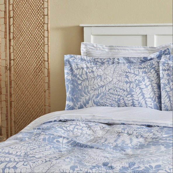 Karaca Home Hayley %100 Pamuk Çift Kişilik Nevresim Takımı Mavi - Resim 3