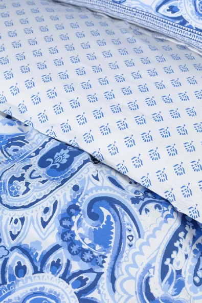 Bellance Mavi %100 Pamuk Çift Kişilik Nevresim Takımı - Resim 10