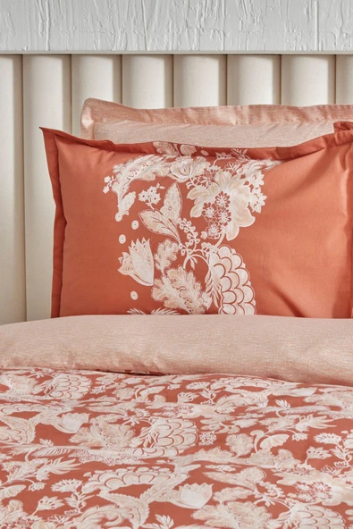 Patrisa %100 Pamuk Çift Kişilik Nevresim Takımı Terracota - Resim 11