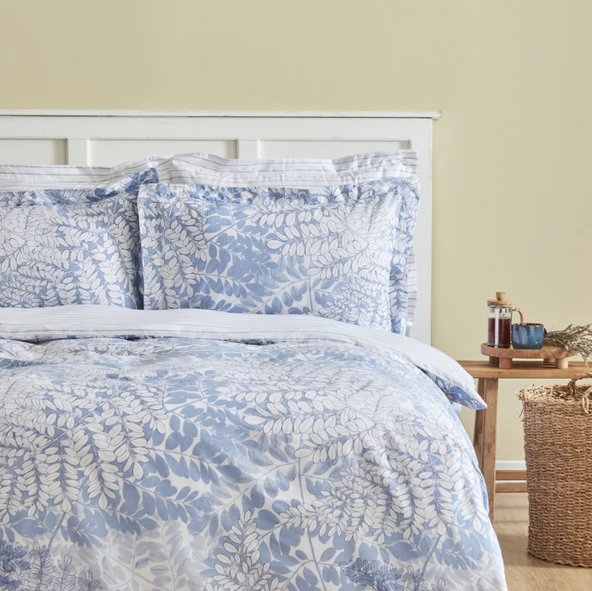 Karaca Home Hayley %100 Pamuk Çift Kişilik Nevresim Takımı Mavi - Resim 6